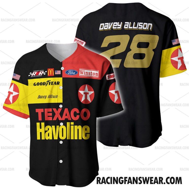 Davey Allison Nascar Racing Uniform Apparel Clothes Baseball Jersey ...