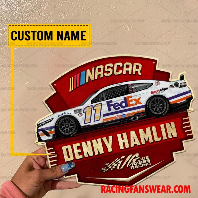 Nascar store - Loyal fans of Denny Hamlin's Cut Metal Signs:vintage nascar racing suit,uniform,apparel,shirts,merch,hoodie,jackets,shorts,sweatshirt,outfits,clothes