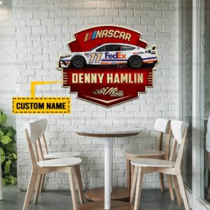 Nascar store - Loyal fans of Denny Hamlin's Cut Metal Signs:vintage nascar racing suit,uniform,apparel,shirts,merch,hoodie,jackets,shorts,sweatshirt,outfits,clothes