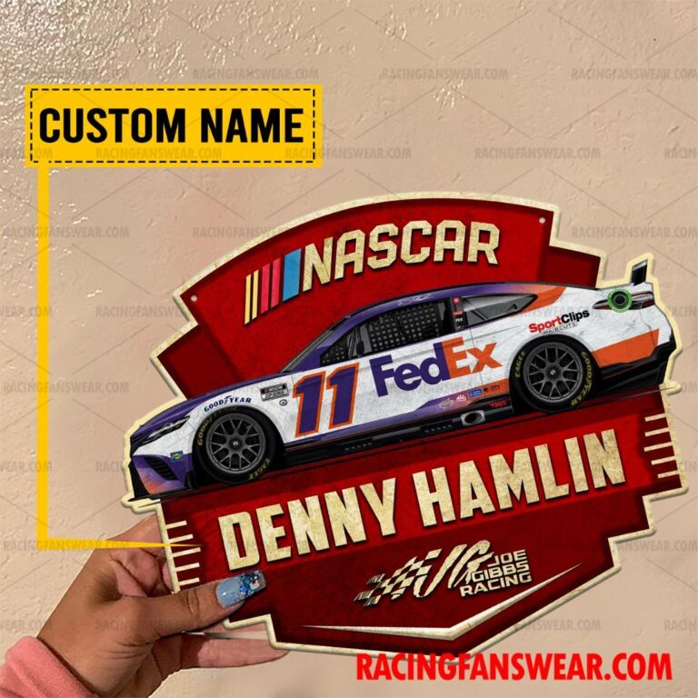 Nascar store - Loyal fans of Denny Hamlin's Cut Metal Signs:vintage nascar racing suit,uniform,apparel,shirts,merch,hoodie,jackets,shorts,sweatshirt,outfits,clothes