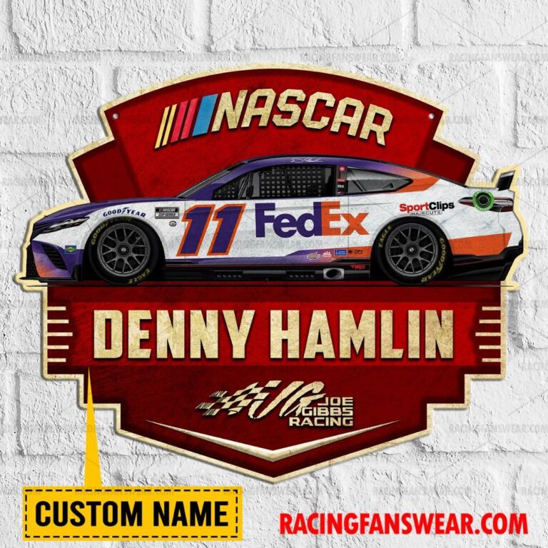 Nascar store - Loyal fans of Denny Hamlin's Cut Metal Signs:vintage nascar racing suit,uniform,apparel,shirts,merch,hoodie,jackets,shorts,sweatshirt,outfits,clothes