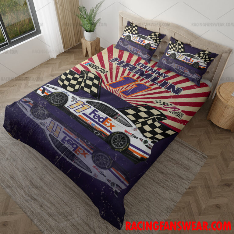 Nascar store - Loyal fans of Denny Hamlin's Bedding Duvet Cover + 1/2 Pillow Cases,Blanket Microfiber Fleece,Blanket Premium Sherpa:vintage nascar racing suit,uniform,apparel,shirts,merch,hoodie,jackets,shorts,sweatshirt,outfits,clothes