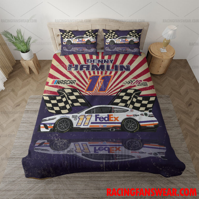 Nascar store - Loyal fans of Denny Hamlin's Bedding Duvet Cover + 1/2 Pillow Cases,Blanket Microfiber Fleece,Blanket Premium Sherpa:vintage nascar racing suit,uniform,apparel,shirts,merch,hoodie,jackets,shorts,sweatshirt,outfits,clothes