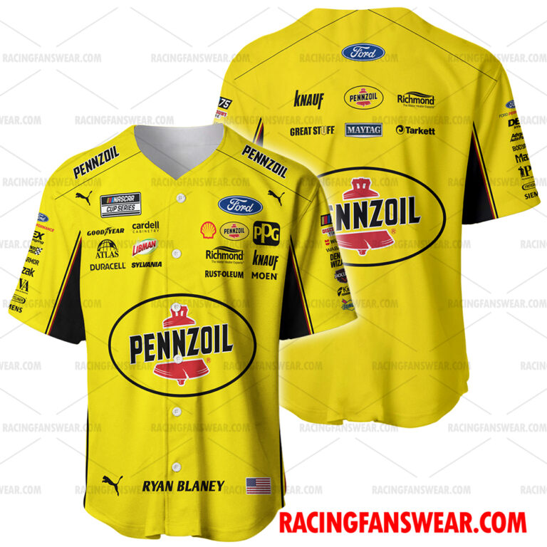 Ryan Blaney Nascar 2023 Racing Uniform Apparel Clothes Baseball Jersey ...