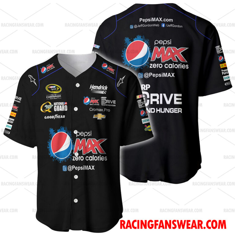 Jeff Gordon Nascar Pepsi Max Uniform Apparel Clothes Baseball Jersey ...