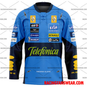 Fernando Alonso Formula One Racing 2005 Telefónica Uniform Apparel Clothes Baseball Jersey Hockey Jersey 3 Formula One store - Loyal fans of Fernando Alonso's Unisex Baseball Jerseys,Kid Baseball Jerseys,Youth Baseball Jerseys,Men's Hockey Jerseys,WoMen's Hockey Jerseys,Youth's Hockey Jerseys:vintage formula one racing suit,uniform,apparel,shirts,merch,hoodie,jackets,shorts,sweatshirt,outfits,clothes