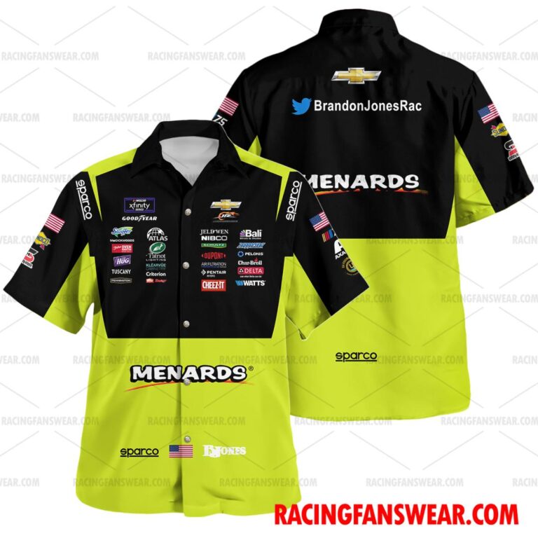 Brandon Jones Nascar Racing 2023 Uniform Apparel Clothes Hawaiian Polo ...