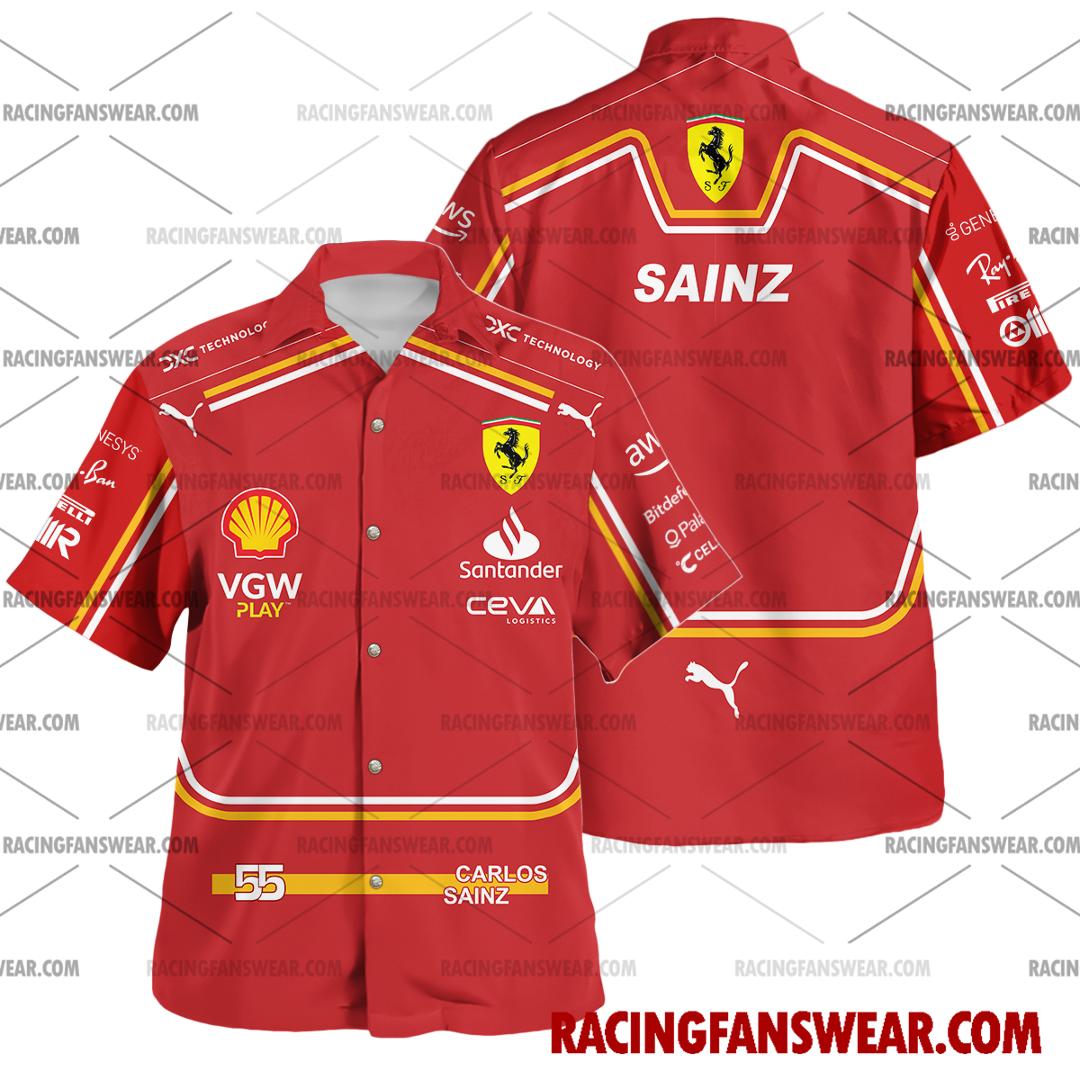Carlos Sainz Formula One Racing 2024 Uniform Apparel Clothes Hawaiian ...