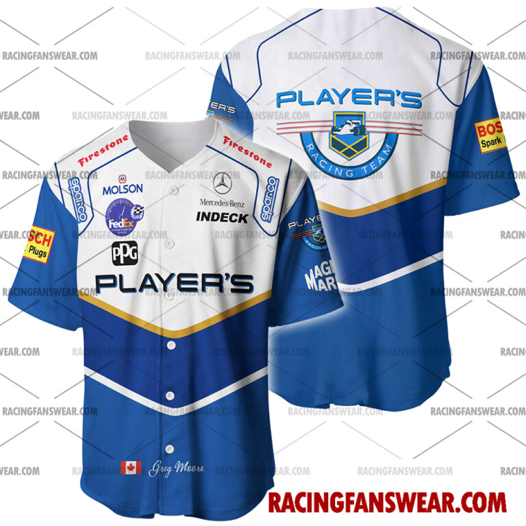 IndyCar store - Loyal fans of Greg Moore's Men's Baseball Jersey,Women's Baseball Jersey,Kid's Baseball Jersey,Men's Hockey Jerseys,WoMen's Hockey Jerseys,Youth's Hockey Jerseys:Vintage indycar racing suit,uniform,apparel,shirts,merch,merchandise,jersey,hoodie,jackets,shorts,sweatshirt,outfits,clothes