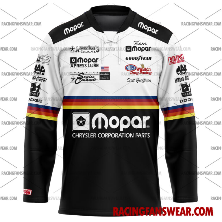 NHRA store - Loyal fans of Scott Geoffrion's Men's Baseball Jersey,Women's Baseball Jersey,Kid's Baseball Jersey,Men's Hockey Jerseys,WoMen's Hockey Jerseys,Youth's Hockey Jerseys:vintage NHRA racing suit,uniform,apparel,shirts,merch,merchandise,jersey,hoodie,jackets,shorts,sweatshirt,outfits,clothes