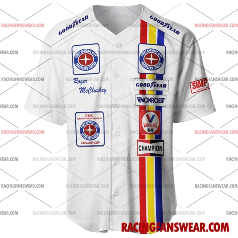 IndyCar store - Loyal fans of Roger McCluskey's Men's Baseball Jersey,Women's Baseball Jersey,Kid's Baseball Jersey,Men's Hockey Jerseys,WoMen's Hockey Jerseys,Youth's Hockey Jerseys:Vintage indycar racing suit,uniform,apparel,shirts,merch,merchandise,jersey,hoodie,jackets,shorts,sweatshirt,outfits,clothes