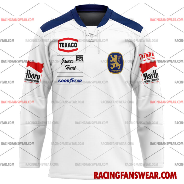 Formula One store - Loyal fans of James Hunt's Men's Baseball Jersey,Women's Baseball Jersey,Kid's Baseball Jersey,Men's Hockey Jerseys,WoMen's Hockey Jerseys,Youth's Hockey Jerseys:vintage formula one racing suit,uniform,apparel,shirts,merch,merchandise,jersey,hoodie,jackets,shorts,sweatshirt,outfits,clothes