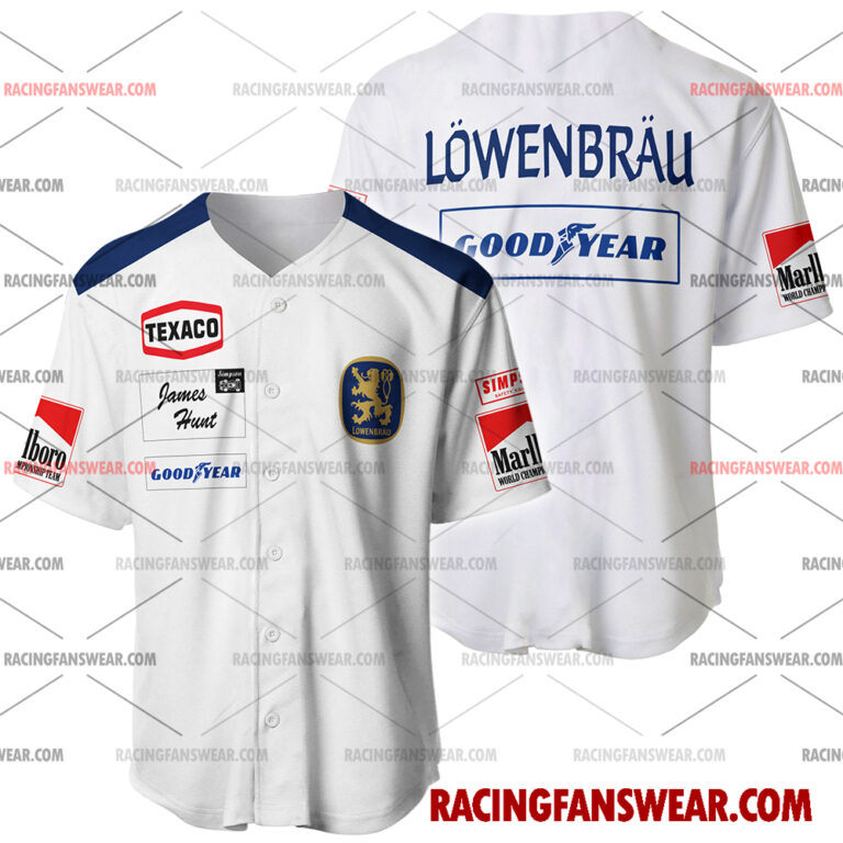 Formula One store - Loyal fans of James Hunt's Men's Baseball Jersey,Women's Baseball Jersey,Kid's Baseball Jersey,Men's Hockey Jerseys,WoMen's Hockey Jerseys,Youth's Hockey Jerseys:vintage formula one racing suit,uniform,apparel,shirts,merch,merchandise,jersey,hoodie,jackets,shorts,sweatshirt,outfits,clothes