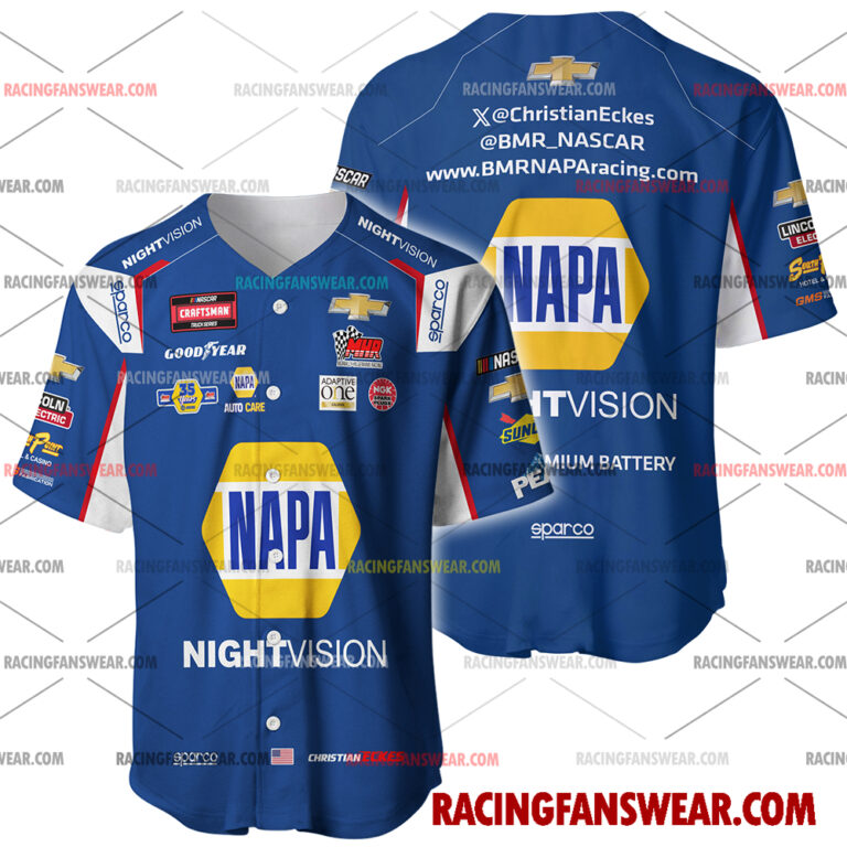 Nascar store - Loyal fans of Christian Eckes's Men's Baseball Jersey,Women's Baseball Jersey,Kid's Baseball Jersey,Men's Hockey Jerseys,WoMen's Hockey Jerseys,Youth's Hockey Jerseys:vintage nascar racing suit,uniform,apparel,shirts,merch,merchandise,jersey,hoodie,jackets,shorts,sweatshirt,outfits,clothes